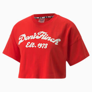 Mod Crop Basketball T-Shirt Women, High Risk Red
