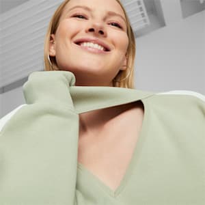 Sudadera corta con cuello redondo Luxe Sport T7 para mujer, Pebble Gray