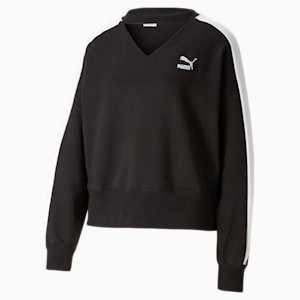 T7 Crew Neck Women Oversized Sweater, Puma Black, extralarge-IND