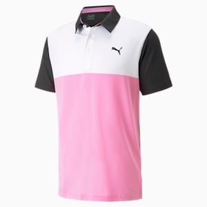 Cloudspun Colourblock Golf Polo Shirt Men, PUMA Black-Pink Mist