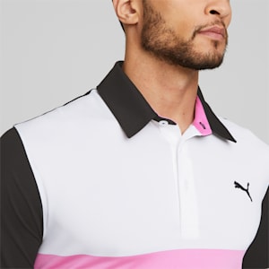 Cloudspun Colourblock Golf Polo Shirt Men, PUMA Black-Pink Mist