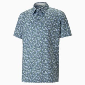 Mattr Florals Golf Polo Shirt Men, Evening Sky-Dusty Green