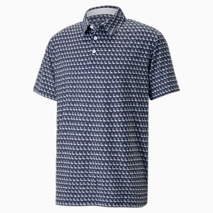 Mattr Flamingo Golf Polo Shirt Men, Navy Blazer-Bright White
