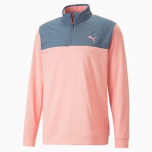 Cloudspun Colourblock Quarter-Zip Golf Sweatshirt Men, Evening Sky-Flamingo Pink Heather
