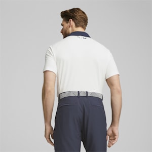 PUMA x VOLITION Flag Stripe Men's Golf Polo Shirt, Bright White-Navy Blazer, extralarge