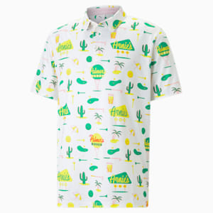 PUMA x Arnold Palmer CLOUDSPUN Golf Polo Shirt Men, Bright White-Bright Green