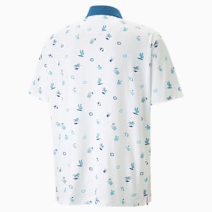 PUMA x Arnold Palmer Mattr Dunes Golf Polo Shirt Men, Bright White-Lake Blue