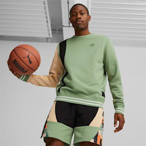 PUMA x BLACK FIVES Men's Crewneck Basketball Sweatshirt, Dusty Green-Light Sand