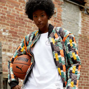PUMA x BLACK FIVES Men's Basketball Bomber Jacket, Dusty Green-Puma Black