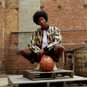 Chamarra de bombardero de básquetbol PUMA x BLACK FIVES para hombre, Dusty Green-Puma Black