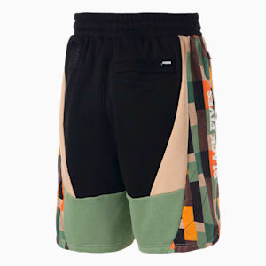 メンズ バスケットボール PUMA x BLACK FIVES ショーツ, Puma Black-Light Sand-Dusty Green