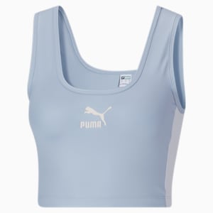 T7 Shiny Women's Crop Top, Blue Wash