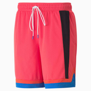 Melo One Stripe Men's Basketball Shorts, Hot Coral