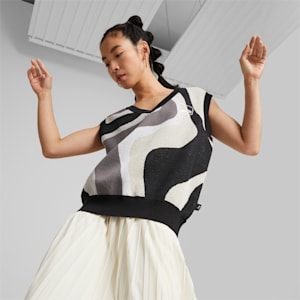 Uptown Printed Knitted Women's Vest, PUMA Black-AOP