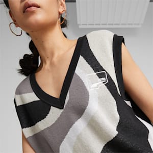 Gilet tricoté à imprimé Uptown Femme, PUMA Black-AOP