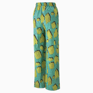 UPTOWN Wide Leg Women's Pants, Mint-AOP