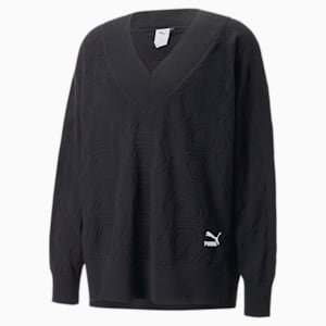 ユニセックス LUXE SPORT オーバーサイズ Vネック セーター, PUMA Black