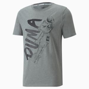 Dylan Short Sleeves Men's T-shirt, Medium Gray Heather-Puma Black, extralarge-IND