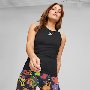 CLASSICS Women's Ribbed Slim Fit Tank Top, PUMA Black, extralarge-IND