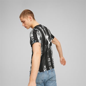 BMW M Motorsport Men's Striped Tee, PUMA Black-AOP, extralarge