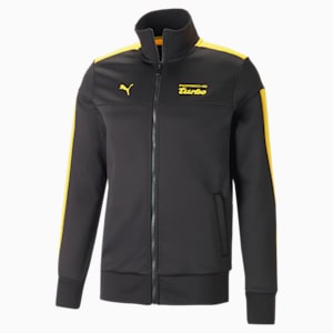 Porsche Legacy MT7 Men's Regular Fit Track Jacket, PUMA Black-Lemon Chrome, extralarge-IND