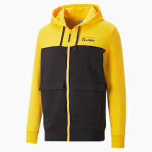 Chamarra sudadera con gorra Porsche Legacy para hombre, PUMA Black-Lemon Chrome