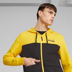 Chamarra sudadera con gorra Porsche Legacy para hombre, PUMA Black-Lemon Chrome