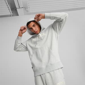 メンズ PUMA TEAM グラフィック フーディー, Light Gray Heather