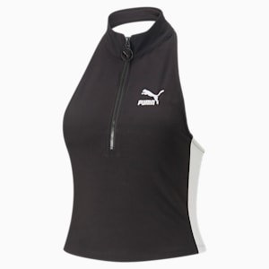 T7 Half-Zip Mock Neck Women's Slim Fit Slim Fit Top, PUMA Black, extralarge-IND