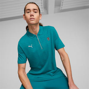 Ferrari Style Jacquard Men's Polo, Green Lagoon