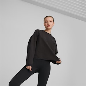 Infuse Mock Neck Women's Oversized Sweatshirt, PUMA Black, extralarge-IND