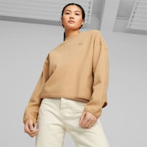 Infuse Women's Mock Neck Sweatshirt, Dusty Tan