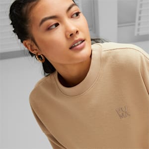 Infuse Mock Neck Women's Oversized Sweatshirt, Dusty Tan, extralarge-IND