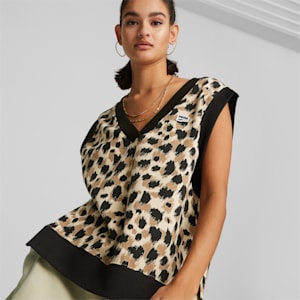 Downtown Printed Vest Women, Granola-AOP