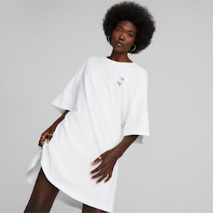 Vestido estilo camiseta estampada Downtown para mujer, PUMA White