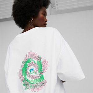 Vestido estilo camiseta estampada Downtown para mujer, PUMA White