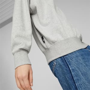 ウィメンズ PUMA TEAM モックネック スウェットシャツ, Light Gray Heather