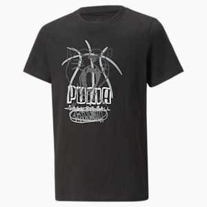 Scribble Dribble Big Kids' Basketball Tee, PUMA Black