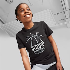 Camiseta de básquetbol Scribble Dribble para niños grandes, PUMA Black
