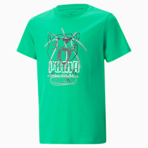 Camiseta de básquetbol Scribble Dribble para niños grandes, Grassy Green