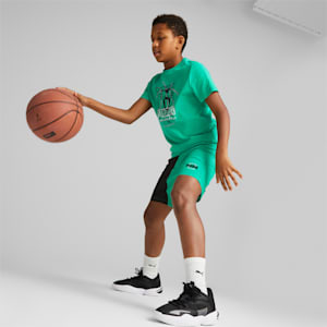 Clyde Big Kids' Basketball Shorts, Grassy Green