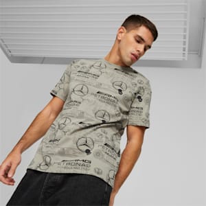 Mercedes AMG Petronas F1 All Over Print Men's Regular Fit T-Shirt, Birch Tree, extralarge-IND