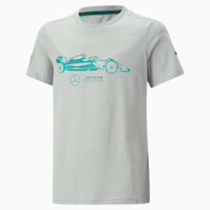 Mercedes AMG Petronas F1 Essential Car Graphic Youth Regular Fit T-Shirt, Mercedes Team Silver, extralarge-IND