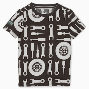 Mercedes AMG Petronas F1 All Over Print Kids' Regular Fit T-Shirt, PUMA Black, extralarge-IND