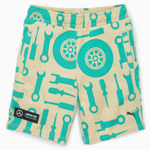 Mercedes AMG Petronas F1 All Over Print Kids' Regular Fit Shorts, Birch Tree, extralarge-IND