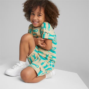 Mercedes AMG Petronas F1 All Over Print Kids' Regular Fit Shorts, Birch Tree, extralarge-IND