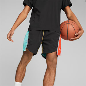 Blocked Shot Basketball Men's Shorts, PUMA Black-colorblock, extralarge