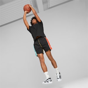 Blocked Shot Basketball Men's Shorts, PUMA Black-colorblock, extralarge