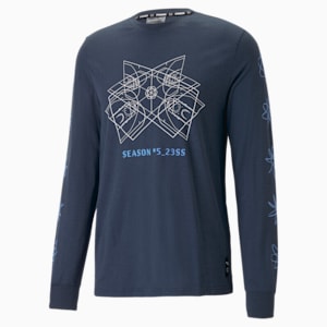 Drive Men's Long Sleeve Basketball Tee, Dark Night, extralarge