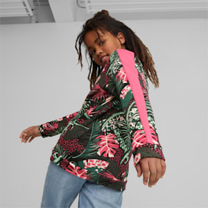T7 Vacay Queen Big Kids' Printed V-Neck Sweatshirt, Glowing Pink